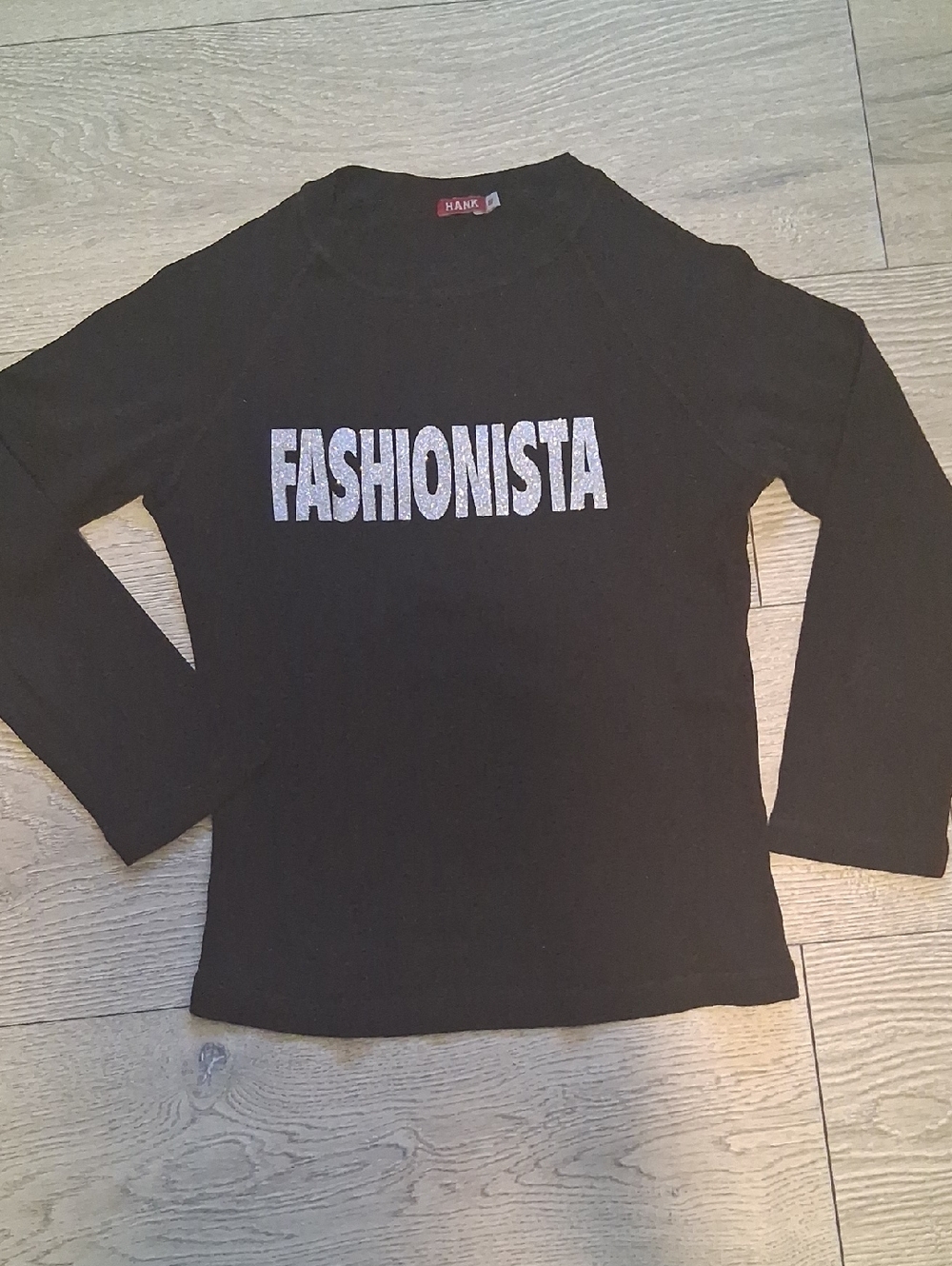 Black 'FASHIONISTA' Long Sleeve Graphic Tee